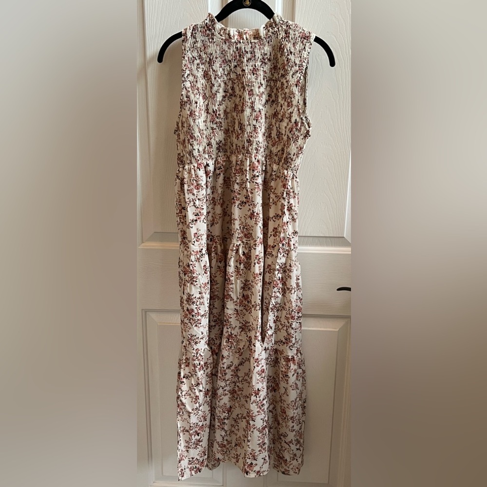 Floral Print Ruffle Trim sleeveless dress